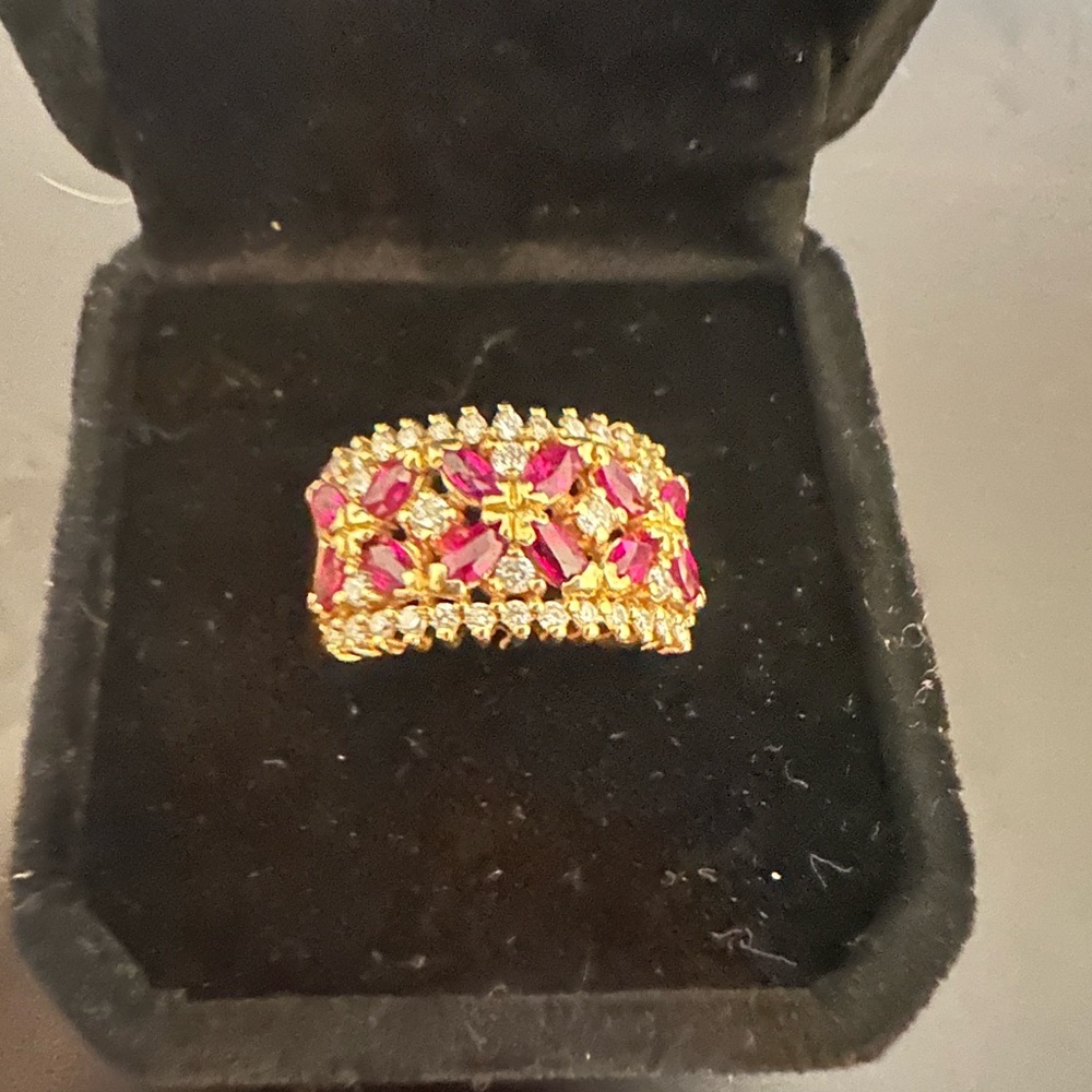 🚫🚫😭SOLD EFFY ruby+ diamond “xo” ring